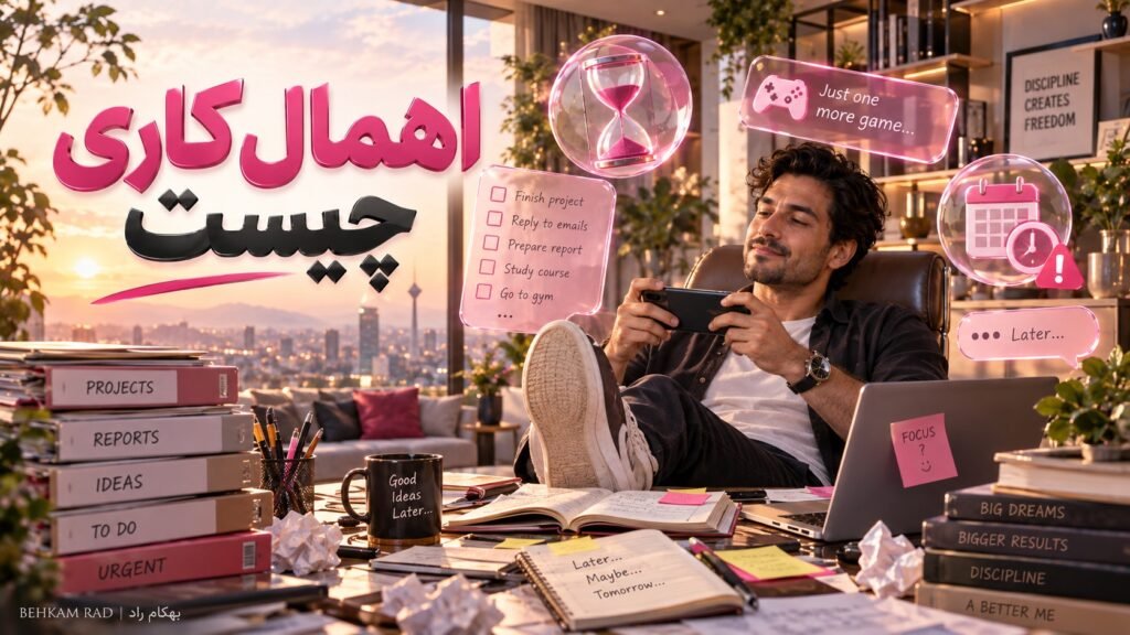 اهمال کاری چیست؟ ۶ علت اصلی + ۷ راهکار عملی 🧠